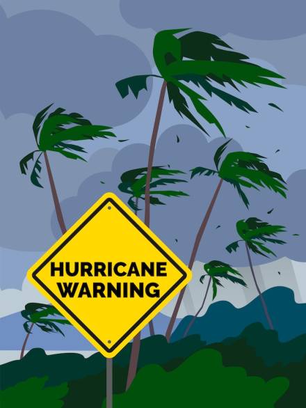 hurricane warning yellow sign